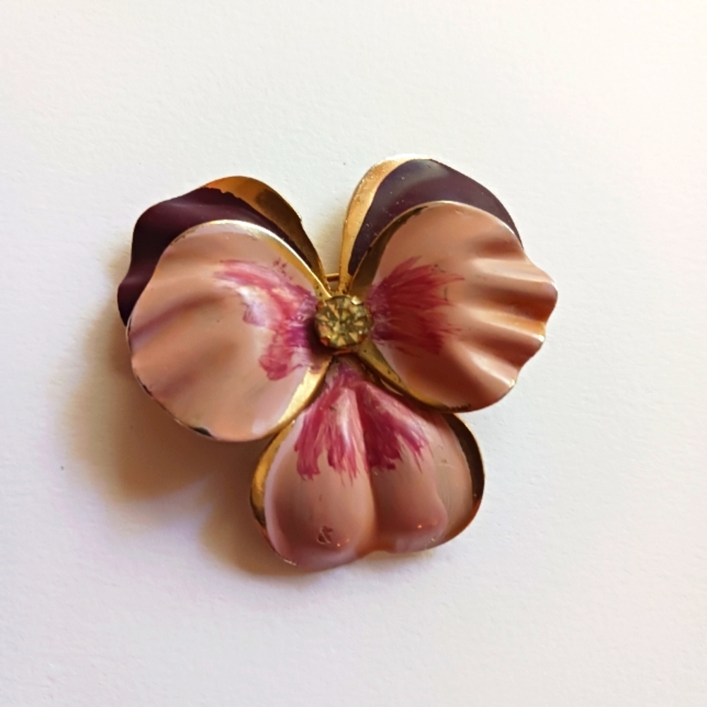 Vintage Purple and Pink Pansy Brooch